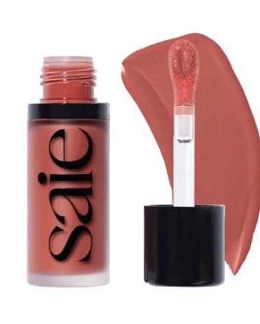 Saie Dew Liquid Blush for Cheeks - Hydrating Cream Blush Stick with a Blendable + Buildable Formula - Skincare Infused Dewy Cheek Tint for a Natural Flush - Glowy Makeup Essential - Cutie (.40 oz)