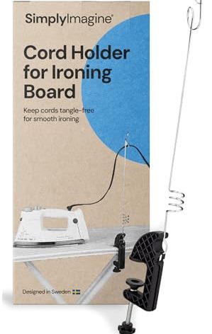SimplyImagine Flexible Cord Holder for Ironing Board - Universal Steam Iron Cable Minder - Fits All Standard Boards - Steam Cord Holder