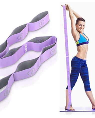 DEHUB Stretch Strap, Elastic Yoga Stretching Strap, Multi-Loop for Physical Therapy, Pilates, Yoga, Dance & Gymnastics Exercise and Flexible Pilates Stretch Band