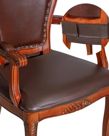 CZL Dining Room Chair Covers Set of 4 with Rear-Covered, Waterproof PU Leather Dinning Chair Covers Jacquard Kitchen Chair Covers Removable for Dining Chairs with Arms, 4 Pack