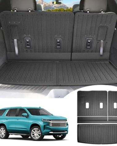 JTYZSM Cargo Mats for 2022-2025 Chevy Tahoe/GMC Yukon Trunk Mat with Backrest Mat All Weather Rear Seat Back Cargo Liners for 2022 2023 2024 2025 Chevrolet Tahoe/GMC Yukon Accessories Only