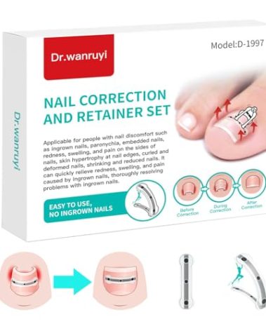 Titanium Alloy Silicone Ingrown Correction Patch Tool,Ingrown Toenail Treatment,Ingrown Toenail Removal Kit,Designed for Curved Nail Repair, nail Corrector, Cuttable Applicable to most sizes,reusable