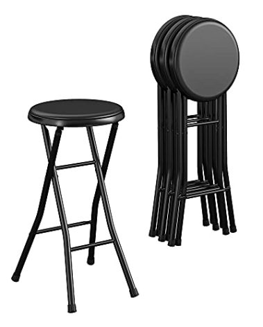 COSCO 24" Vinyl Padded Folding Stool, Multipurpose, Great for Small Spaces, Double Braced, Black, 4-Pack