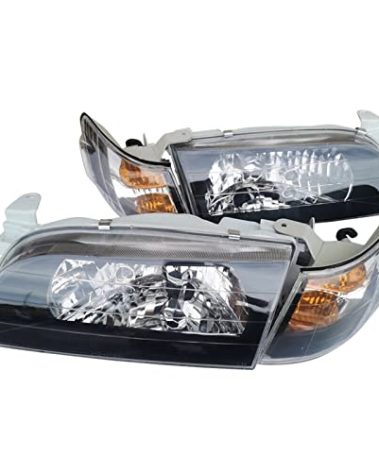 DNYSYSJ Headlight Assembly 4 pcs/set For 1993 1994 1995 1996 1997 Corolla JDM Driver and Passenger Side Headlights Halogen Headlamps with Amber Corner Lights