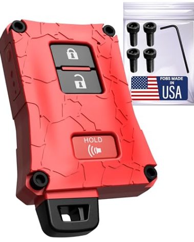 Heavy-Duty Key Fob Case Replacement for Toyota Tacoma 16-23, Tundra 20-21, & 4 Runner 20-21 - Rugged Key Protector - Shockproof & Scratch-Resistant - Secure Fit (Red, Black Screws)