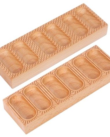 Wood Pasta Ravioli Board 2 in 1 Wooden Doppio Ravioli Mold Maker Stuffed Pappardelle Maker Reversible Ravioletti Moulds Press Wood Pasta Raviolini Maker Handmade Italian Fresh Pasta Making Board Tray