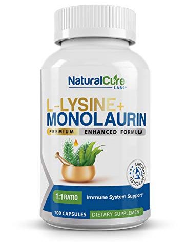 Natural Cure Labs L-Lysine + Monolaurin 600mg 1:1 Ratio, 100 Capsules