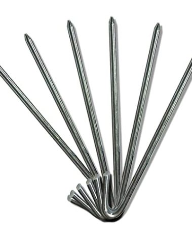 Moose Supply Steel Tent Stakes Heavy Duty Ground Stake, Metal Stakes to Anchor Commercial Inflatables, Outdoor Camping Canopy, Fence, Garden Tent Accessories, 5/8" Diameter x 18" Length, 4 Pack