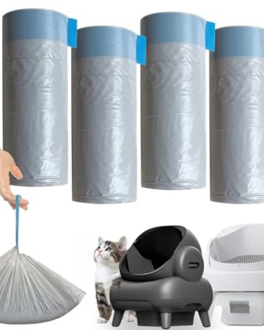 80 Count Litter Bags Compatible with NeakasaM1 and Petpivot Autoscooper 11 Open-Top Self-Cleaning Cat Litter Box, 4 Rolls Cat Litter Waste Receptacles Bags (80 Count)