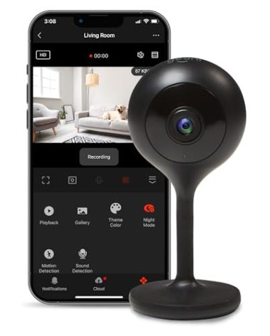 Geeni Look 1080p Indoor Security Camera – 1-Pack Full HD WiFi Indoor Camera with 2-Way Audio, Motion Detection, & Night Vision – Support for Alexa & Google Assistant