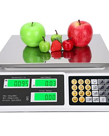 Price Computing Scale 88lb/40kg LCD Digital Commercial Price Scale with Stainless Steel Platform,Produce Scale & Food Scale for Farmers Market, Retail Outlets, Meat Shop (Flat Plate)