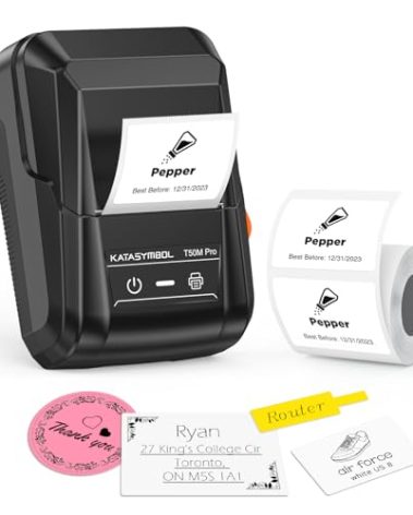 SUPVAN T50M Pro Bluetooth Label Maker Machine with Tape, Wide Waterproof Label, Versatile App with 40 Fonts and 450+ Icons, Inkless Labeler for Home, Kitchen, School, Office Organization, Black