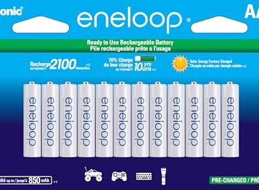Eneloop Panasonic BK-4MCCA12FA AAA 2100 Cycle Ni-MH Pre-Charged Rechargeable Batteries, 12-Battery Pack