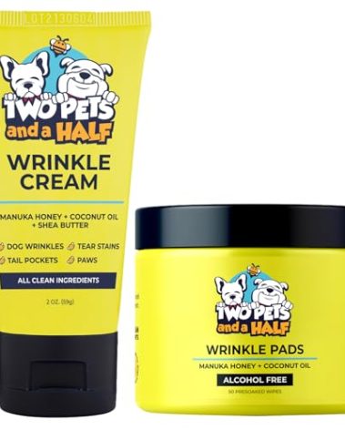Paste for Bulldogs Wrinkle 2oz+50 Wipes For French Bulldog Wrinkle- Wrinkle Cream for Dogs (Frenchie, English Bulldog, Pug)-Cleans Rashes,Tail Pockets- English Bulldog Harness Cream w/ Dog Face Wipes