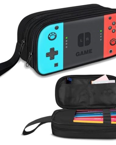 TILYTADLY Large Pencil Case for Boys - Boys Pencil Pouch with Zipper Compartments - Big Capacity Pen Box Gamer Pen Bag Organizer for Kids Teens School