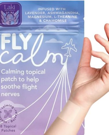 Laki Naturals Fly Calm Patch (Pack of 8) - Relax Nerves, Support Stress, Ease Your Mind for Happy Air Travel - Natural Ingredients to Support Airplane Stress - Calm Your Fear of Flying Naturally