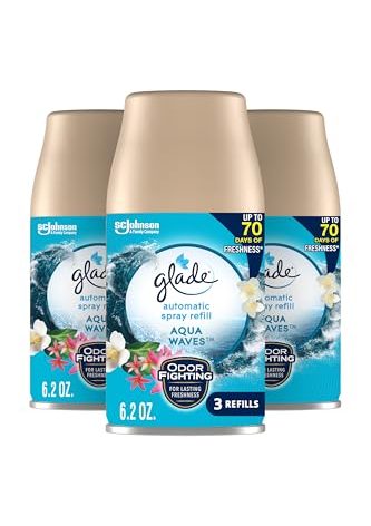 Glade Automatic Spray Refill, Air Freshener for Home and Bathroom, Aqua Waves, 6.2 Oz, 3 Count