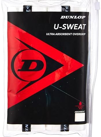 Dunlop Sports U Sweat Overgrip, 12 Grip Bag, White
