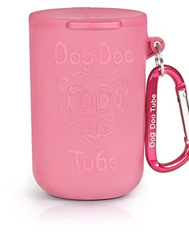 Doo Doo Tube Dog Filled Waste Bag Holder - Reusable Dog Poop Bag Tube Designed to Keep in Odors and Germs (Pink)