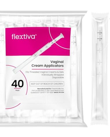 Flextiva Disposable Plastic Vaginal Cream Applicators - Threaded End to Fit OTC Gel or Cream Products - Accurate Dosage Markings Measurements - 40 Pack. Made in USA.