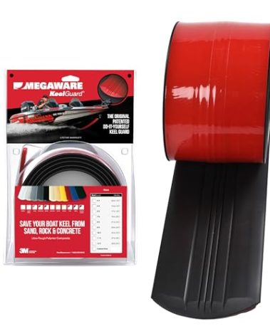 MEGAWARE KEELGUARD USA-Made, Original DIY Keel Guard, 5-Inch Wide, 4-12ft Sizes, 11 Colors, Complete Install Kit with Primer, Hull Protector, for Fiberglass and Some Aluminum Boats (Black)