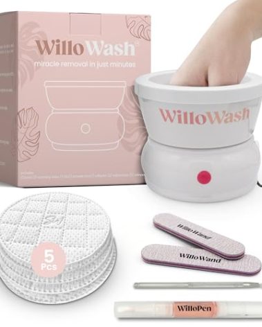 Willowash Electric Nail Soaking Bowl, Acetone-Proof Acrylic Remover Kit, Dip Powder Remover for Home Use, Heats for 50% Faster Removal