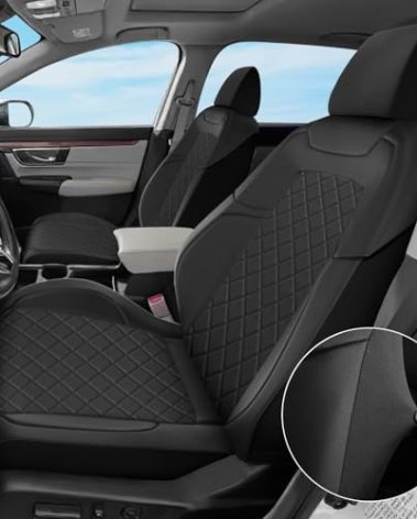 GIANT PANDA Custom Fit 2 Pack Front Car Seat Covers Fit for Honda CRV CR-V 2017 2018 2019 2020 2021 2022, Luxury Seat Covers for car, Faux Leather - (Black)