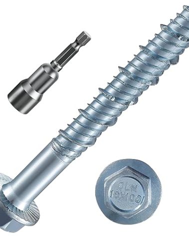 Wensilon 1/4" x 2" Zinc Plated Large Diameter Concrete Screw for Anchoring to Masonry, Brick or Block (30pcs)
