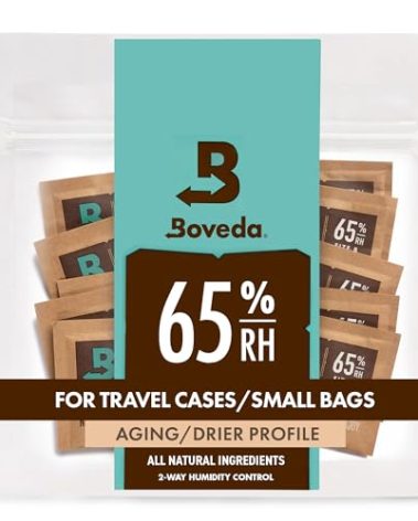 Boveda 65% Two-Way Humidity Control Packs for Storing Up to 5 Items – Size 8 – 10 Pack – For Small Travel Boxes – Moisture Absorbers – Humidifier Packs – Hydration Packets in Resealable Bag