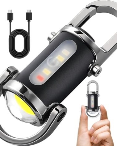 Ciwuzxs Rechargeable Keychain Flashlights, 800 Lumens EDC Mini Flashlights, COB Keychain Work Light Flashlights 7 Light Modes, Bright Mini Keychain Light for Walking, Searching and Hiking