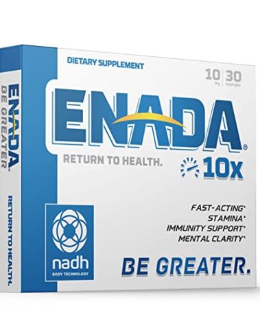 ENADA 10X NADH Supplement with Fast Acting Formula for Active Lifestyle | Natural Energy Booster Great for Jet Lag, Athletic Performance & Studying | Improves Stamina and Mental Clarity | 30 Lozenge