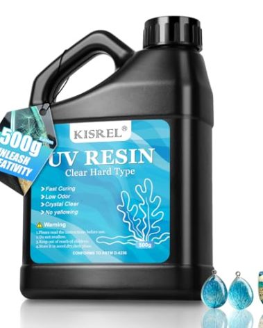 KISREL UV Resin 500g-Upgraded UV Resin Kit, Hard Type Crystal Clear Ultraviolet Curing UV Epoxy Resin for Craft Jewelry Making