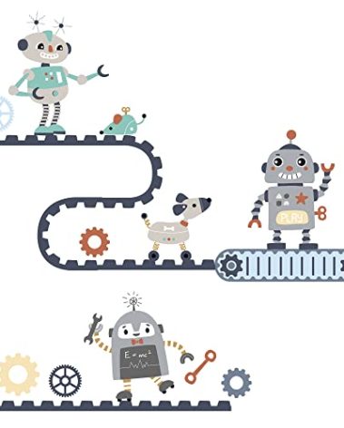 Bedtime Originals Robbie Robot Wall Decals, Gray, 12 Inch x 18 Inch