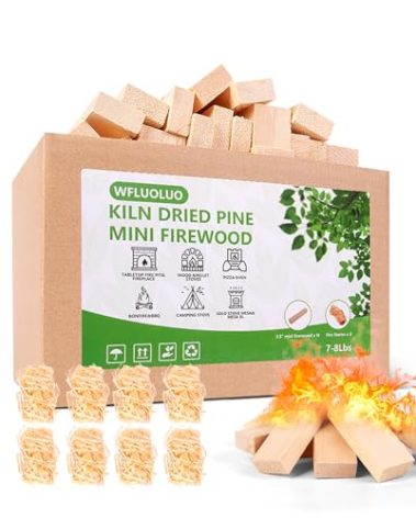 WFLUOLUO Mini Firewood with 8PCS Fire Starters 3.5'' Lengths Pine Kiln Dried Firewood Great Solo Stove Accessories Tool Prefect for Solo Stove Mesa, Tabletop Fire Pit, Solo Stove Mesa Sticks Wood