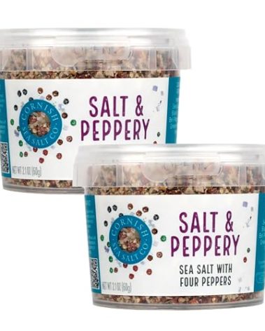Cornish Sea Salt & Peppery Seasoning | Cooking & Hydration | Hand-Harvested in Celtic Waters | 2.1 oz Resealable Tub (Pack of 2)