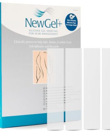Advanced Silicone Scar Treatment Sheets for OLD, NEW Scars, Surgery, Keloids, C-Section, Burns, by NewGel Plus by MyNew Gel, 1" x 6" Sheet (4 Count) - CLEAR