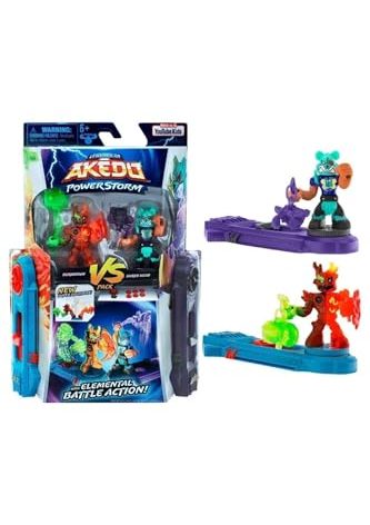 Legends of Akedo Power Storm - Versus Pack - 2 Mini Battling Warriors and 2 Battle Controllers - Burndown Versus Shred Head