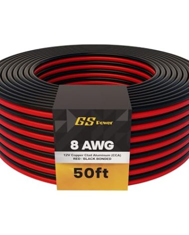 GS Power 100ft CCA 8 Gauge Wire Automotive, 50 ft Red & Black Bonded, 10 AWG 12v, Speaker Electrical Wire Low Voltage Primary for Car Stereo Audio Amplifier Trailer Harness Hookup Wiring DIY