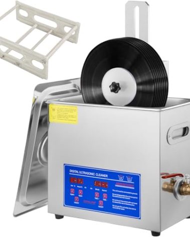 VEVOR 6L Ultrasonic Vinyl Cleaner, 7-12 Inch 8 Records Ultrasonic Vinyl Cleaning Machine 180W Ultrasonic Records Cleaner with Drying Rack for Home Store