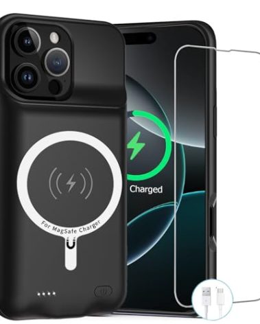 Battery Case for iPhone 16 Pro, Upgraded 10000mAh Rechargeable Portable Charging Case with Wireless Charging Compatible for iPhone 16 Pro (6.3 inch) with Carplay Battery Pack Charger Case (Black)