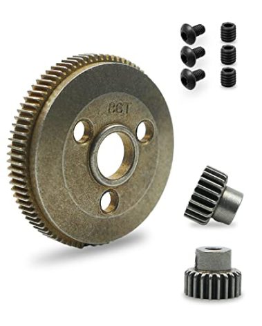Spur Gear Set Steel 48P 86T Fit for 1/10 Traxxas Slash 2WD Rustler 2WD Stampede 2WD Parts with 19T 21T Pinions Gear Sets Replace 4686