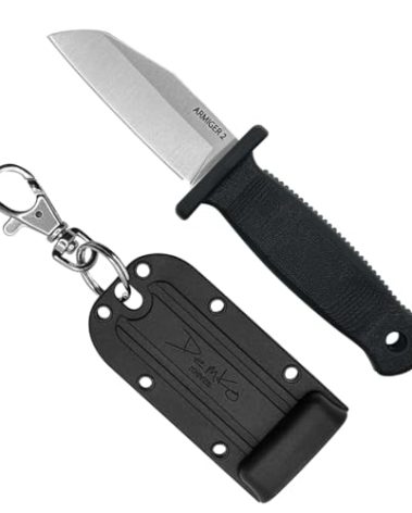 Demko Knives Armiger Fixed Blade with Sheath- Armiger 2 & Armiger 4 - Clip Point Spear Point Tanto Shark Foot Serrated Full Tang (Armiger 2 Shark Foot)
