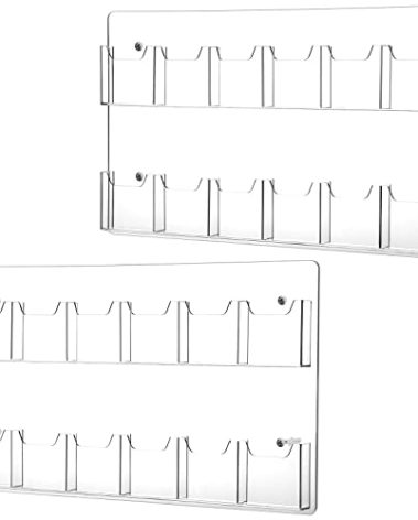 Eersida 2 Pack Acrylic Brochure Pamphlet Holder Wall Mount Clear Brochure Display Holder Plastic Trifold Flyer Rack Literature Storage Rack for Offices Waiting Room (12 Pockets, 25 x 15 Inch)