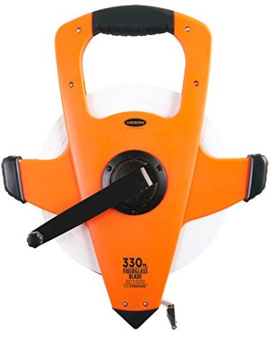 Keson OTRS1810330 Fiberglass Measuring Tape with Double Hook, Speed Rewind (Graduation: ft., in, 1/8 & ft., 1/10, 1/100), 330-Foot