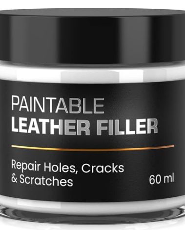 Paintable Leather Filler - Repair for Tears, Holes, and Scratches - Easy Step-by-Step Guide - Leather Repair Gel, White - 60 mL