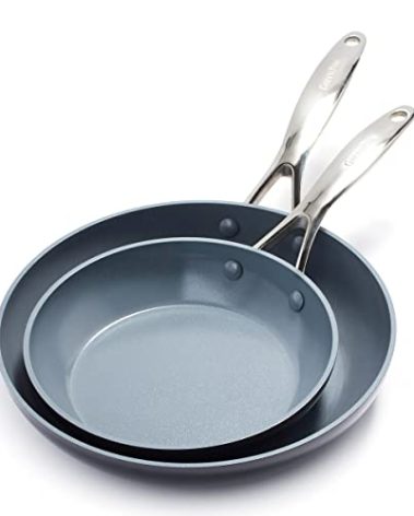 GreenPan Valencia Pro Hard Anodized Healthy Ceramic Nonstick 8" and 10" Frying Pan Skillet Set, PFAS-Free, Induction, Dishwasher Safe, Oven Safe, Gray