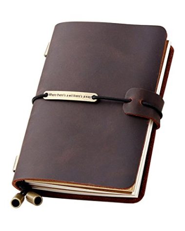 Refillable Handmade Travelers Notebook, Leather Travel Journal Notebook for Men & Women, Perfect for Writing, Gifts, Travelers, Small Size 5.2" x 4" Inches - Coffee