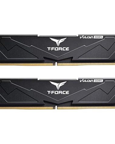 TEAMGROUP T-Force Vulcan DDR5 32GB (2x16GB) 6000MHz (PC5-48000) CL38 Desktop Memory Module Ram (Black) for Chipset 600 700 Series XMP 3.0 Ready - FLBD532G6000HC38ADC01