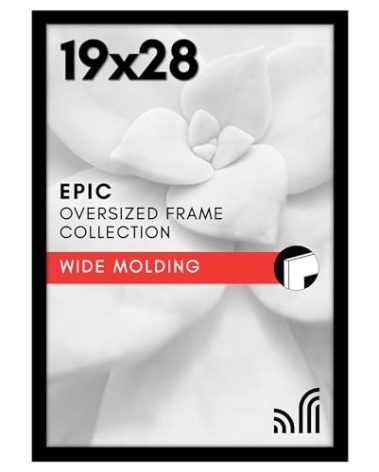 Americanflat 19x28 Poster Frame with Polished Plexiglass - Black Picture Frame - Wide Photo Frames Made of Engineered Wood for Vertical or Horizontal Wall Display - Epic Collection - Black