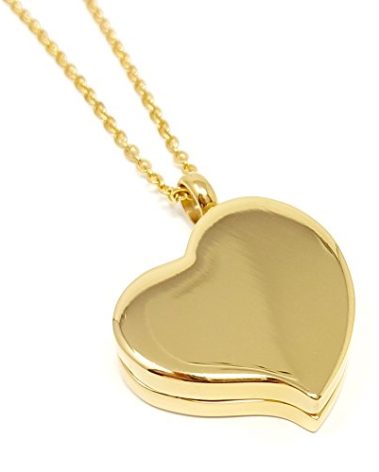 Amour Heart Pill Necklace - Polished Heart Locket with Strong Magnetic Closure - Medication Necklace - Keep Your Medication Securely with You at All Times - Locket Necklace with 26 Inch Chain (Gold)